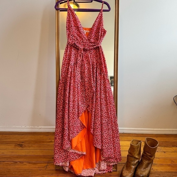 Hutch Womens Orange Polka Dots Maxi Wrap Dress Xsmall - Picture 5 of 7